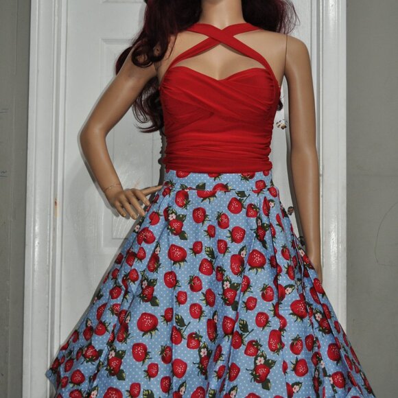 50's Retro Vintage Full Circle Skirt Women's Cocktail Party A-Line Skirt - Picture 4 of 9